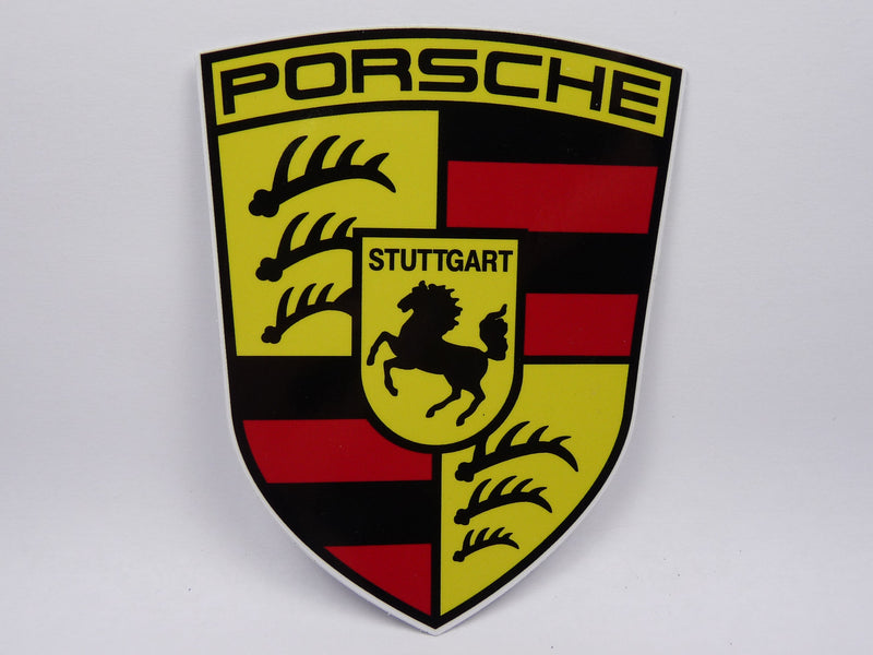 STK22 Sticker Autocollant : logo Porsche écusson Largeur 8.9 cm hauteur 11.5 cm